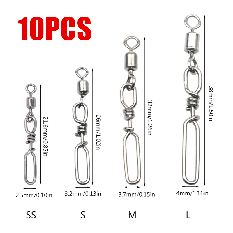 Fishing Lure Kit - 10Pcs Stainless Steel Quick Snaps Power