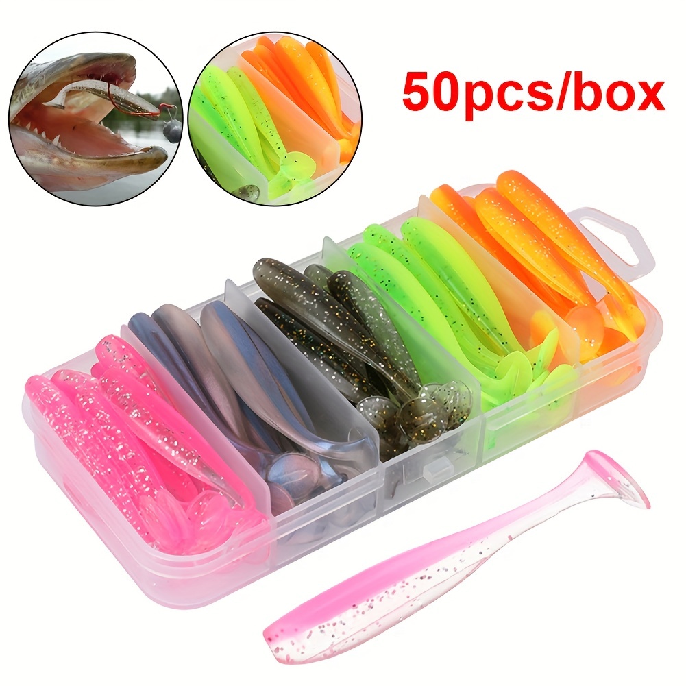 Fishing Lure Soft Plastic - 50pcs/box Fishing Lure T Tail Spinner