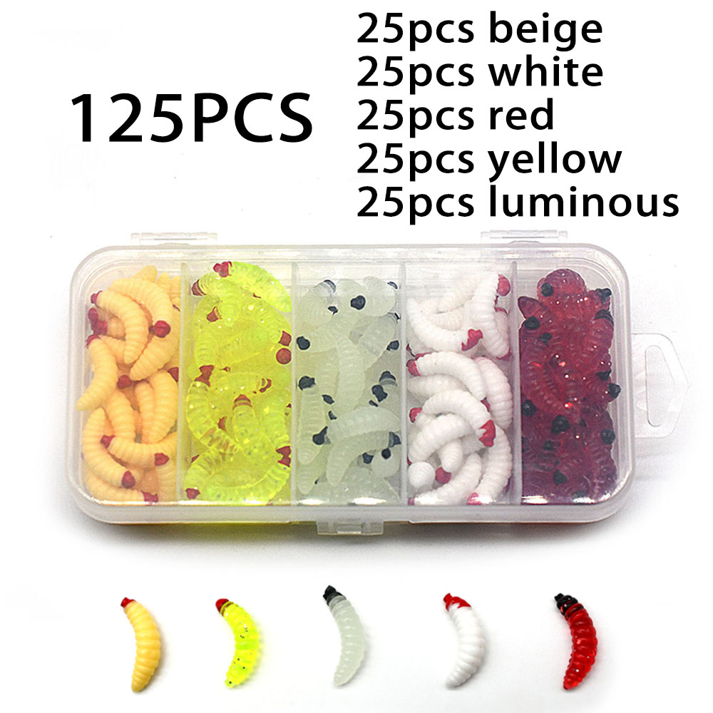 Fishing Lure Soft Plastic - 125Pcs Earthworm Fishing Bait 5 Colors